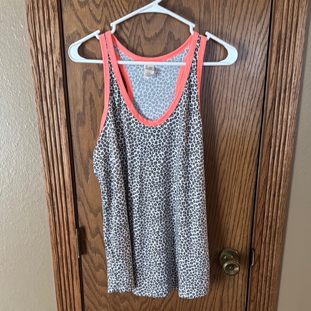7th Ray Black And White Tank Top With Leopard Print